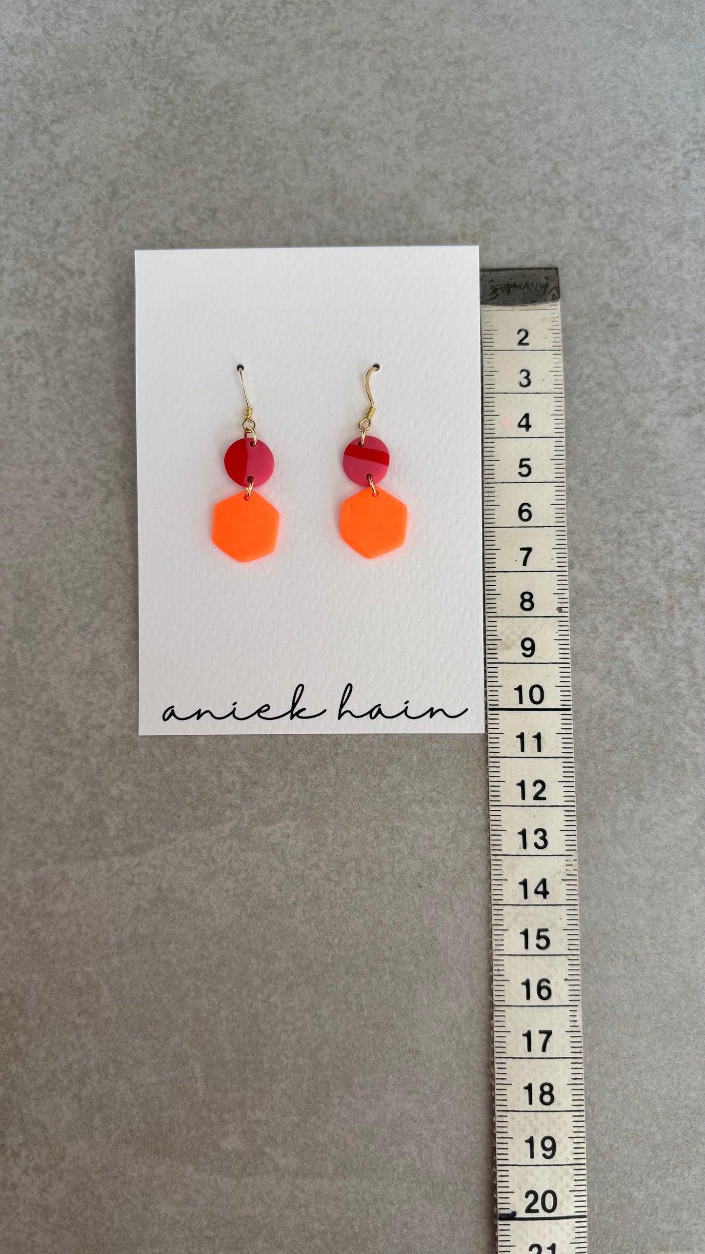 Hexagon Neon Orange Ohrringe