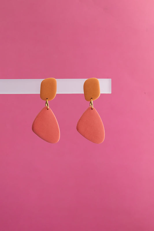 Hänger Orange-Coralle Polymerton Ohrringe