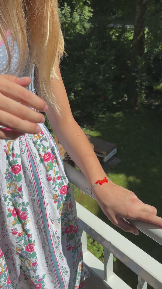 Dackl-Armband Neon orange/hellblau Nylon